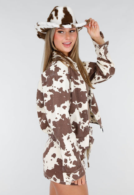 NEW070126 Cowboyhoed met Koeienprint