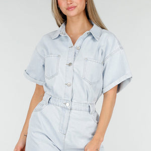 NEW070126 Lichtblauwe Denim Playsuit