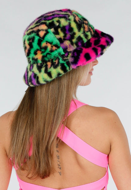 NEW070126 Neon Faux Fur Bucket Hat