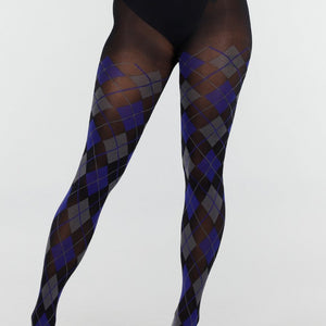 NEW070126 Navy Panty met Argyle Print