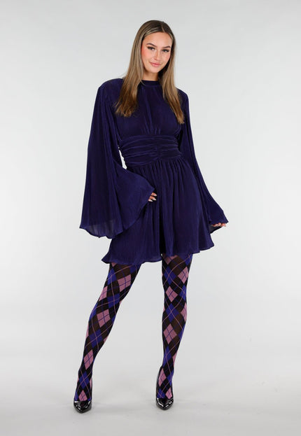 NEW070126 Blauw Roze Panty met Argyle Print