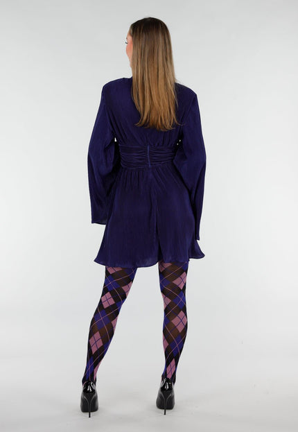 NEW070126 Blauw Roze Panty met Argyle Print