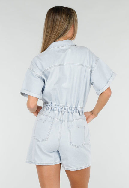 NEW070126 Lichtblauwe Denim Playsuit