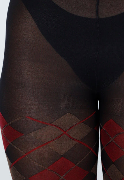 NEW070126 Rode Panty met Argyle Print