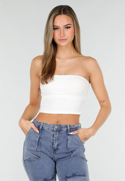 NEW070126 Witte Bandeau Crop Top