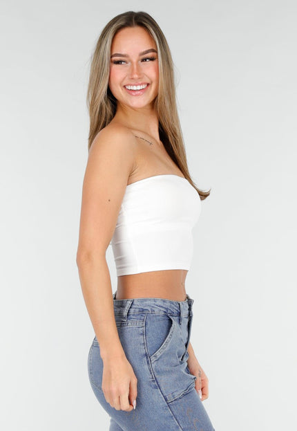 NEW070126 Witte Bandeau Crop Top