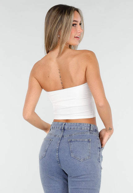 NEW070126 Witte Bandeau Crop Top