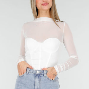 NEW070126 Witte Mesh Korset Body