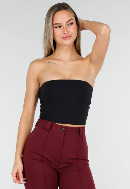 NEW070126 Zwarte Bandeau Crop Top