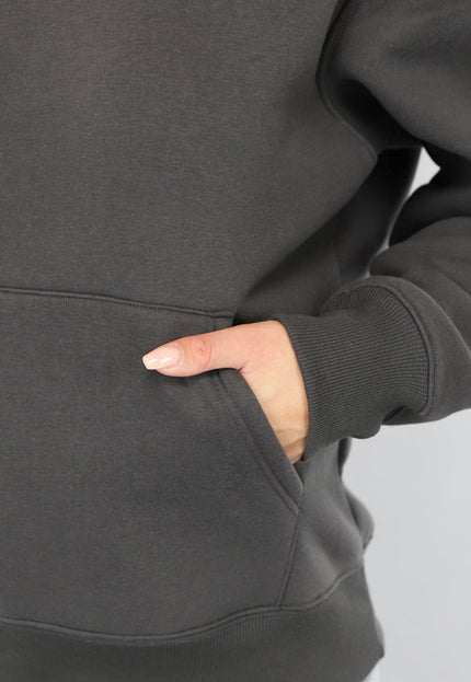 NEW0702 Basic Hoodie met Teddy Voering in Antraciet