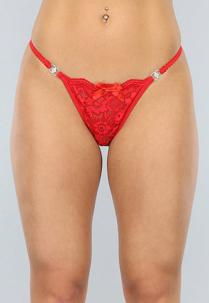 NEW0702 Rode Kanten Tanga met Geschulpte Randen