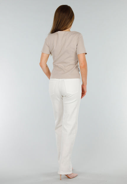 OP=OP.AV.09 Beige  Blazer Look Top met Binnen Voering