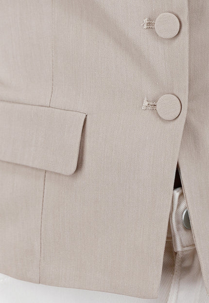 OP=OP.AV.09 Beige  Blazer Look Top met Binnen Voering