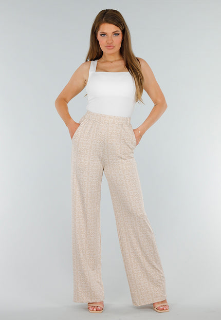 NEW070525 Beige Stretch Barokprint Broek