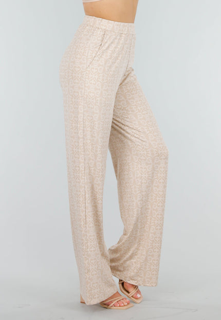 NEW070525 Beige Stretch Barokprint Broek
