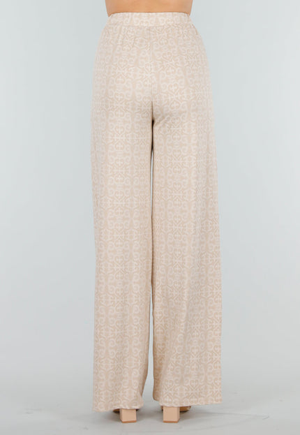 NEW070525 Beige Stretch Barokprint Broek