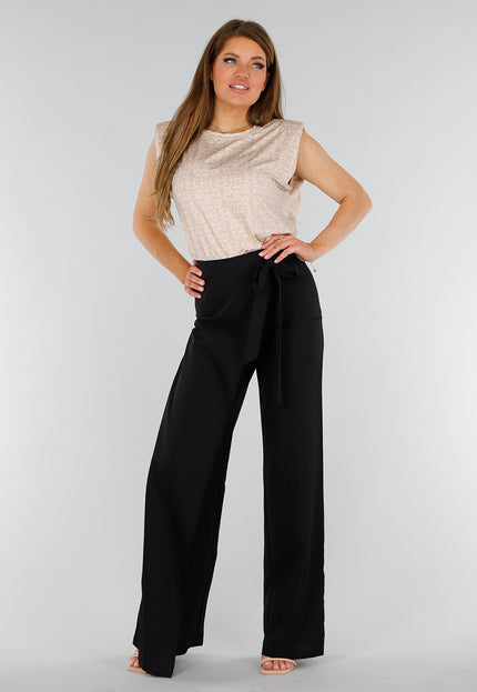 NEW070525 Beige Stretch Top met Schoudervulling