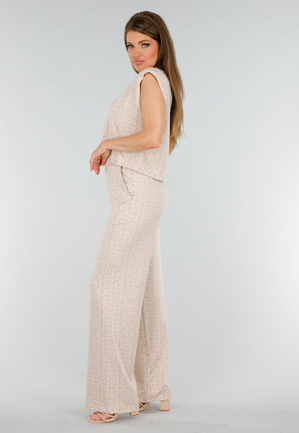 NEW070525 Beige Stretch Top met Schoudervulling