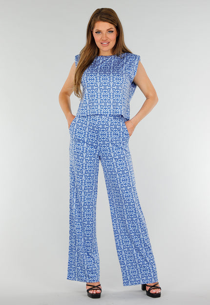 NEW070525 Blauwe High Waist Stretch broek