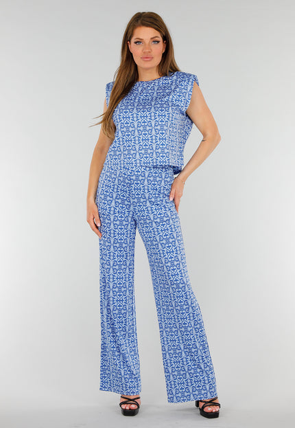 NEW070525 Blauwe Mouwloze Stretch Top