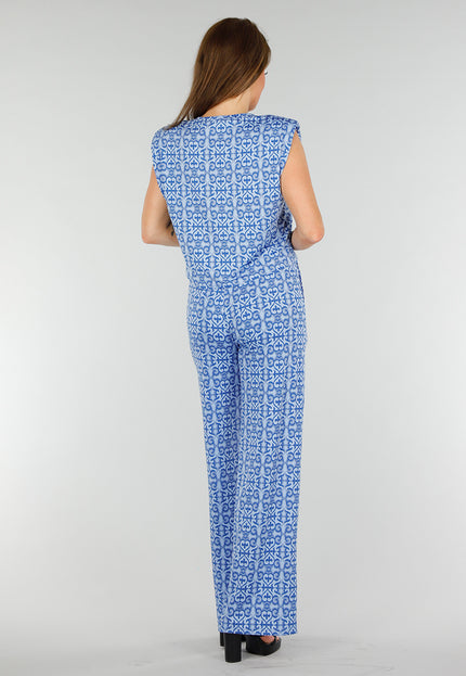 NEW070525 Blauwe Mouwloze Stretch Top