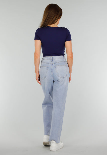 NEW070525 Donkerblauwe Cropped Top met Stretch