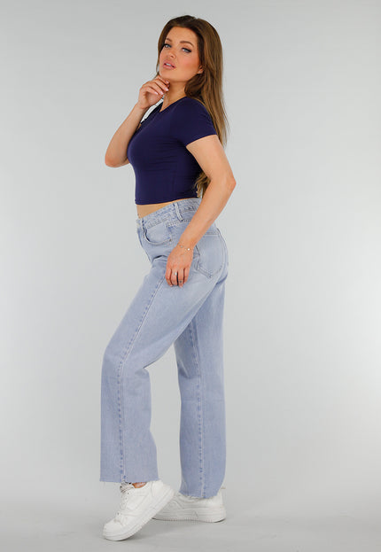 NEW070525 Donkerblauwe Cropped Top met Stretch