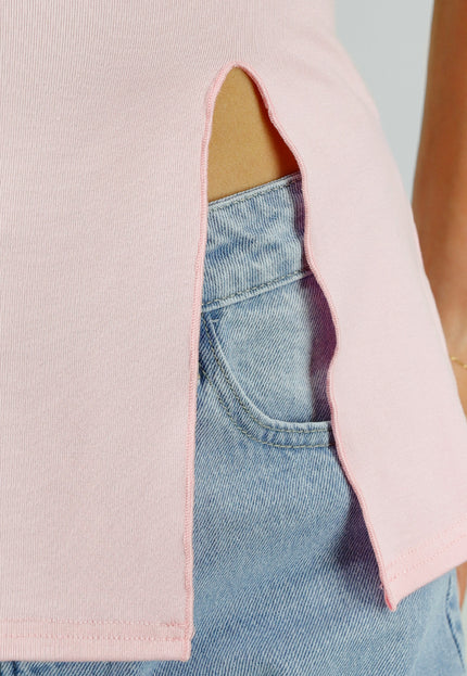 NEW070525 Roze Stretch Top met Split