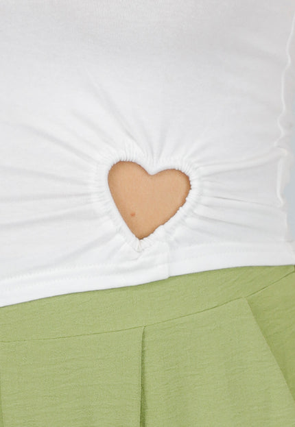 NEW070525 Witte Mouwloze Stretch Cropped Top