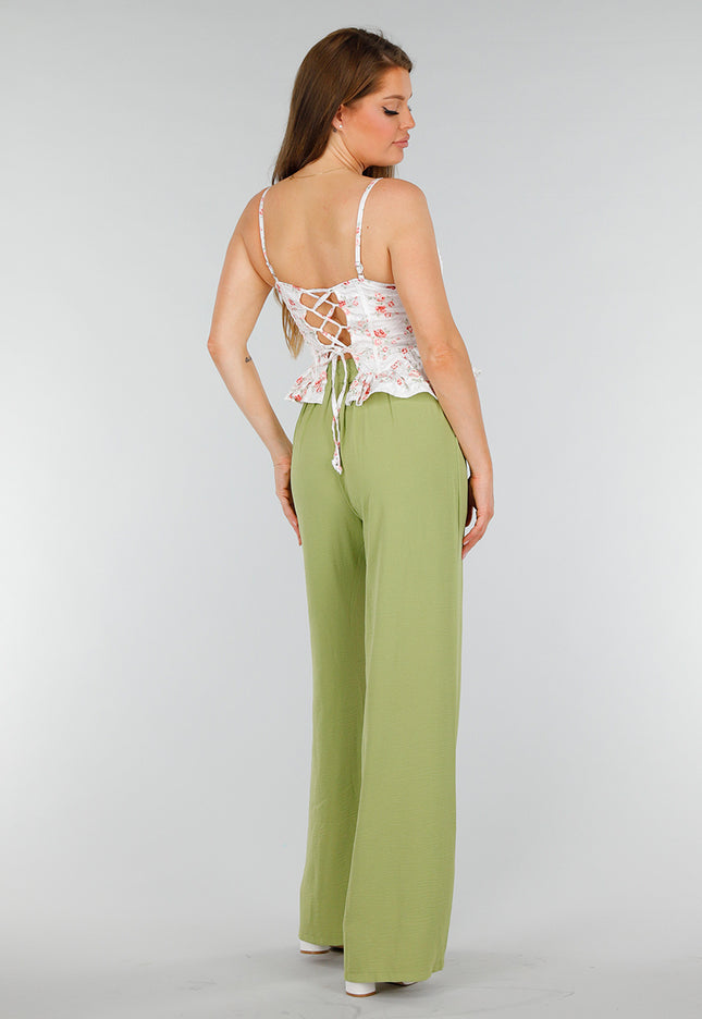 NEW070525 Witte Peplum Korset Top met Stretch