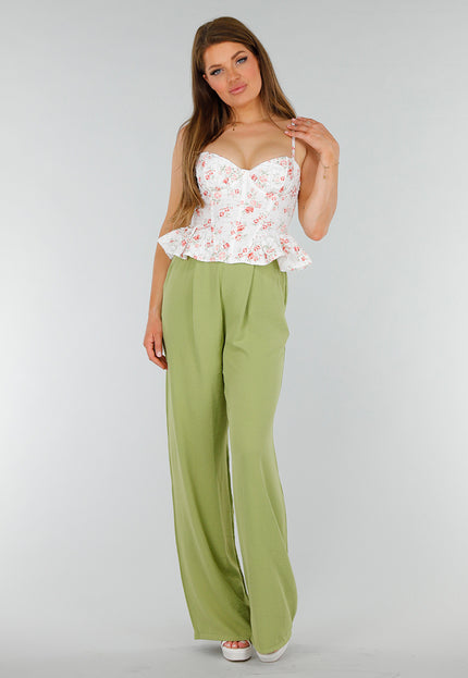 NEW070525 Witte Peplum Korset Top met Stretch