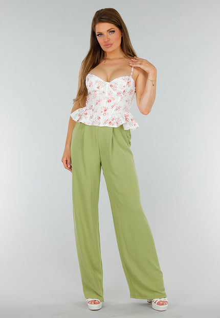 NEW070525 Witte Peplum Korset Top met Stretch