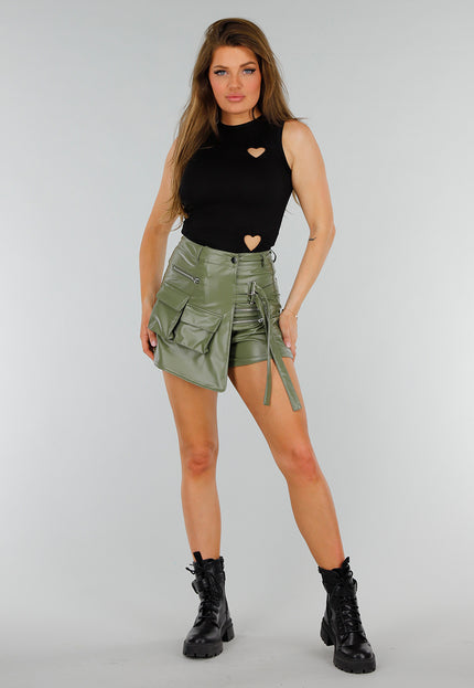 NEW070525 Zwarte Stretch Tanktop met Cut Outs