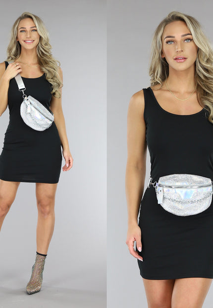 NEW0706 Zilveren Holografische Glitter Crossbody Tas