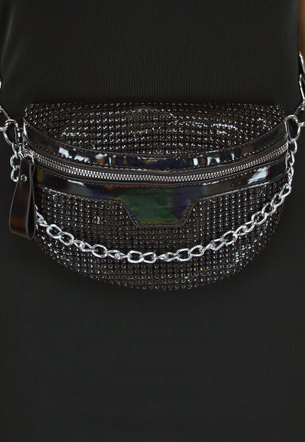 NEW0706 Zwarte Glitter Crossbody Tas