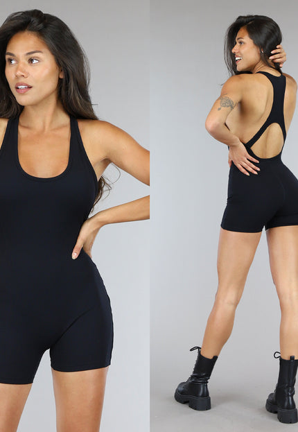 NEW0706 Zwarte Padded Racerback Playsuit