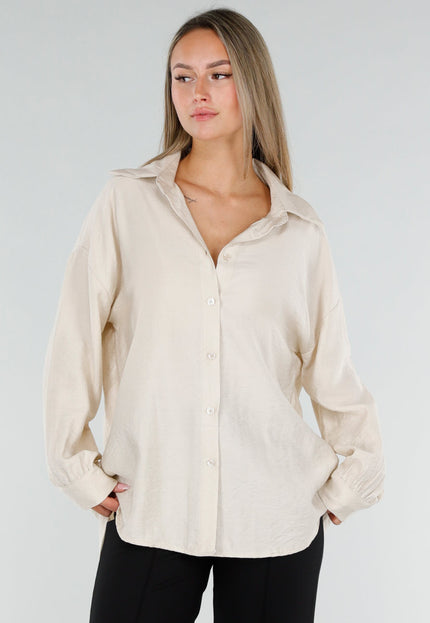 NEW071026 Beige Lange Blouse met Kanten Rug