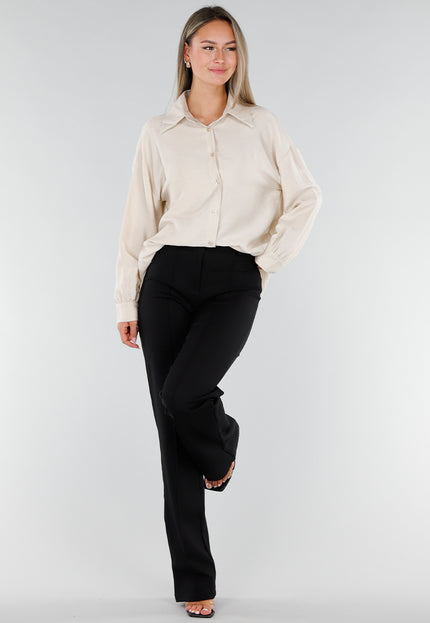 NEW071026 Beige Lange Blouse met Kanten Rug