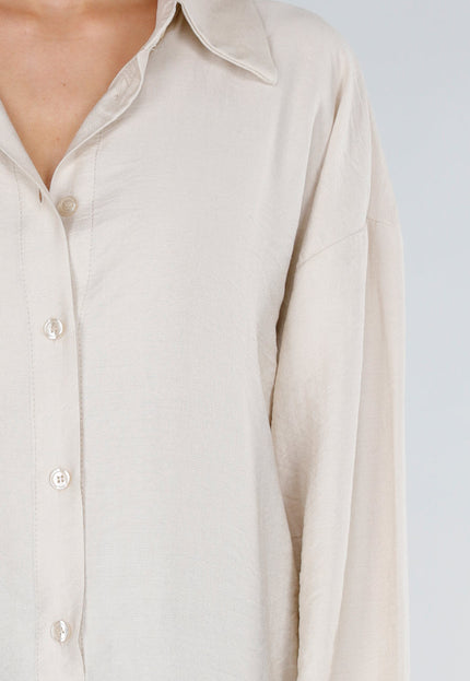 NEW071026 Beige Lange Blouse met Kanten Rug