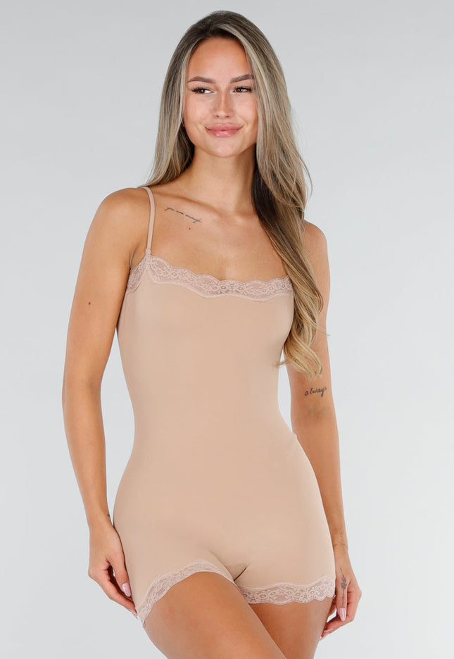 NEW071026 Beige Shapewear Body met Kant