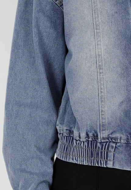 NEW071026 Blauw Denim Jasje met Hoge Kraag