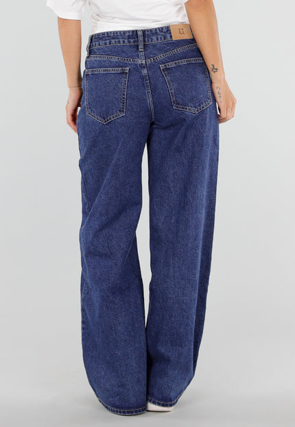NEW071026 Blauwe Wide Leg Jeans met Veterdetails