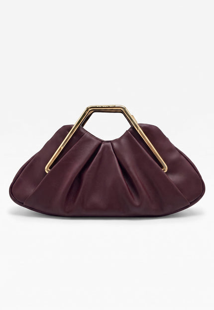 NEW071026 Bordeaux Clutch met Goudkleurig Handvat