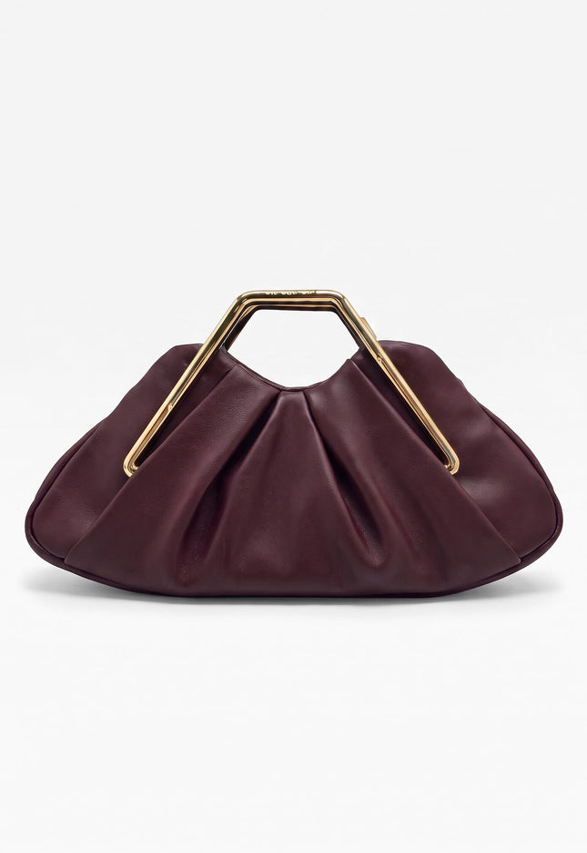 NEW071026 Bordeaux Clutch met Goudkleurig Handvat