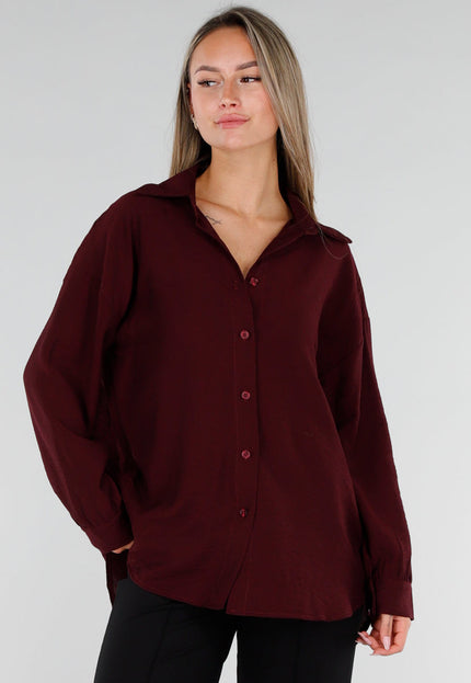 NEW071026 Bordeaux Lange Blouse met Kanten Rug