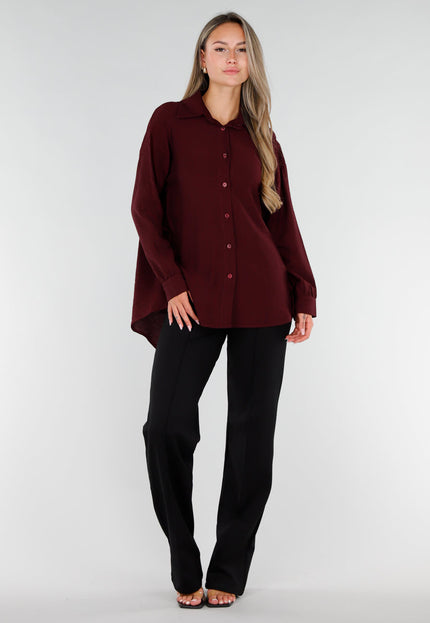 NEW071026 Bordeaux Lange Blouse met Kanten Rug