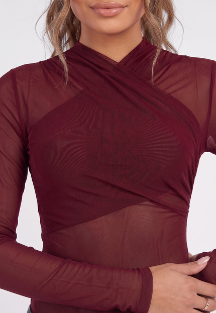 NEW071026 Bordeaux Mesh Body met Overslag