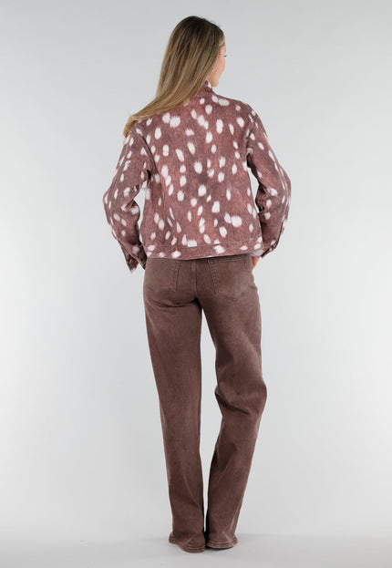 NEW071026 Bruin Jasje met Bambi Print en Knopen