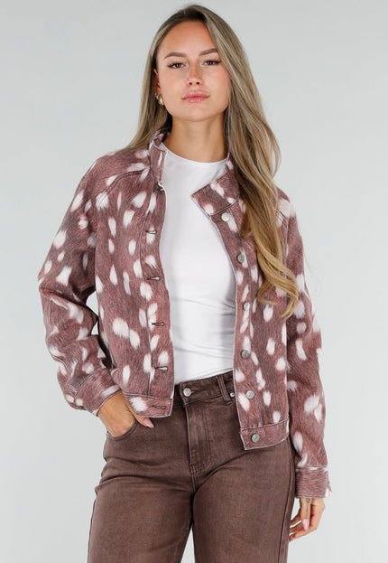 NEW071026 Bruin Jasje met Bambi Print en Knopen
