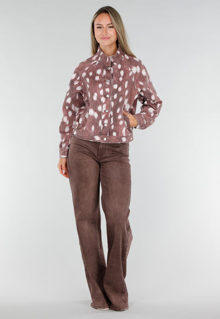 NEW071026 Bruin Jasje met Bambi Print en Knopen